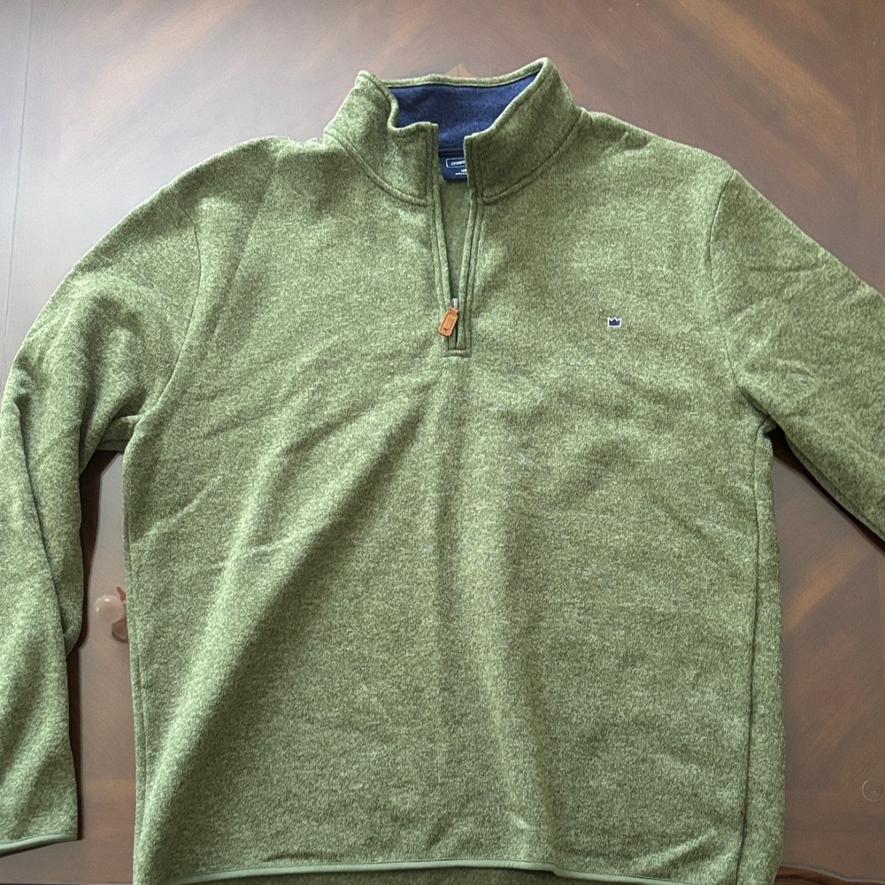 crown & ivy Olive Green Half-Zip Pullover Sweater